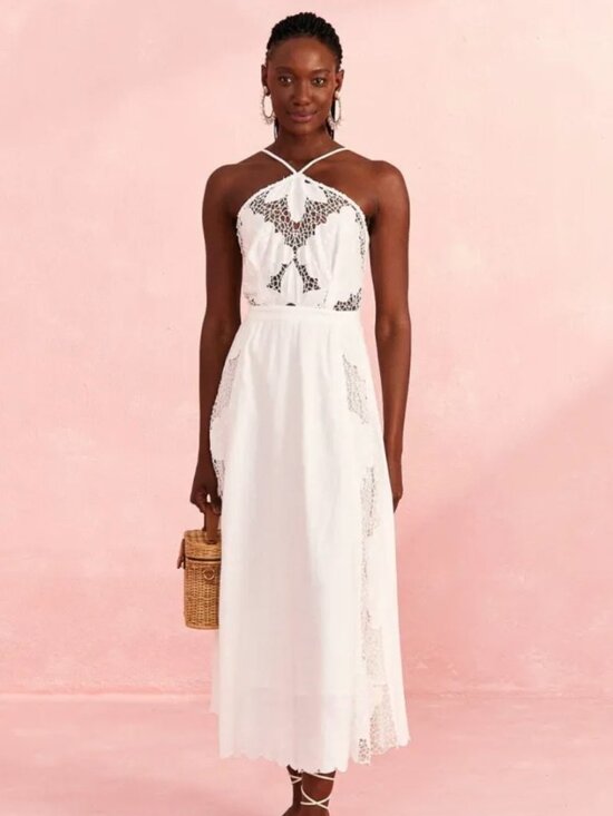 FARM Rio Dresses & Skirts - Farm Rio Off-White Embroidered Midi Dress